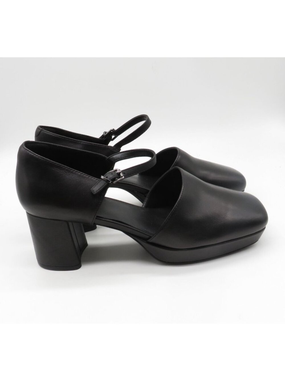 Aerosoles Women's Black Leather Platform Mary Jane Block Heels 11 NWOB